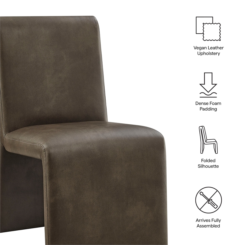 Emory Vegan Leather Dining Side Chair Set of 2 in Mushroom