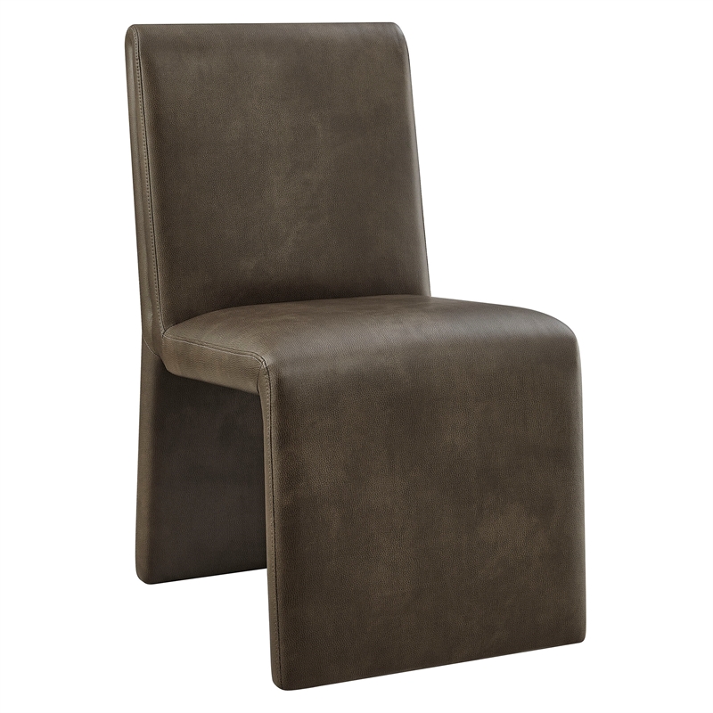Emory Vegan Leather Dining Side Chair Set of 2 in Mushroom