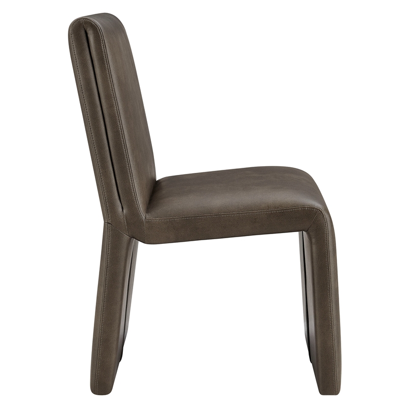 Emory Vegan Leather Dining Side Chair Set of 2 in Mushroom