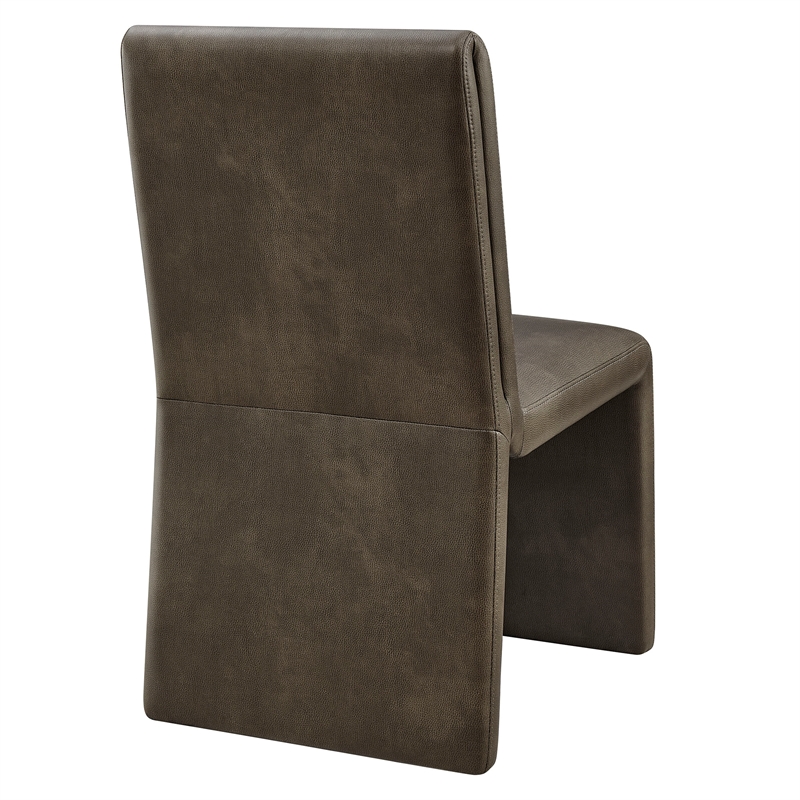 Emory Vegan Leather Dining Side Chair Set of 2 in Mushroom