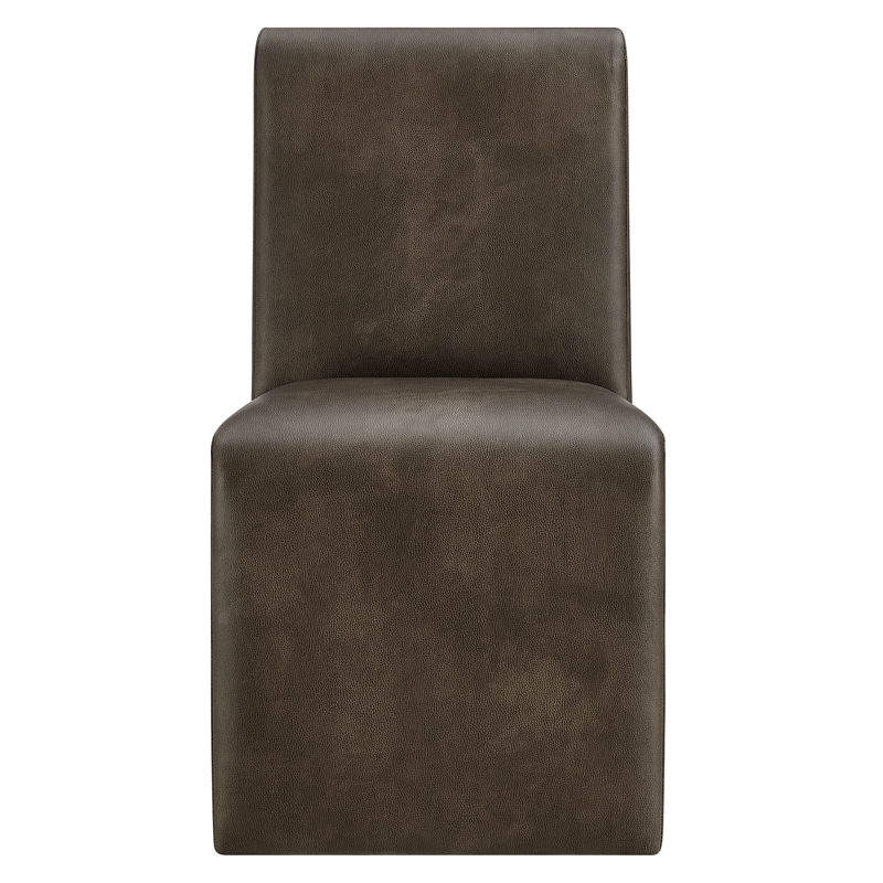 Emory Vegan Leather Dining Side Chair Set of 2 in Mushroom