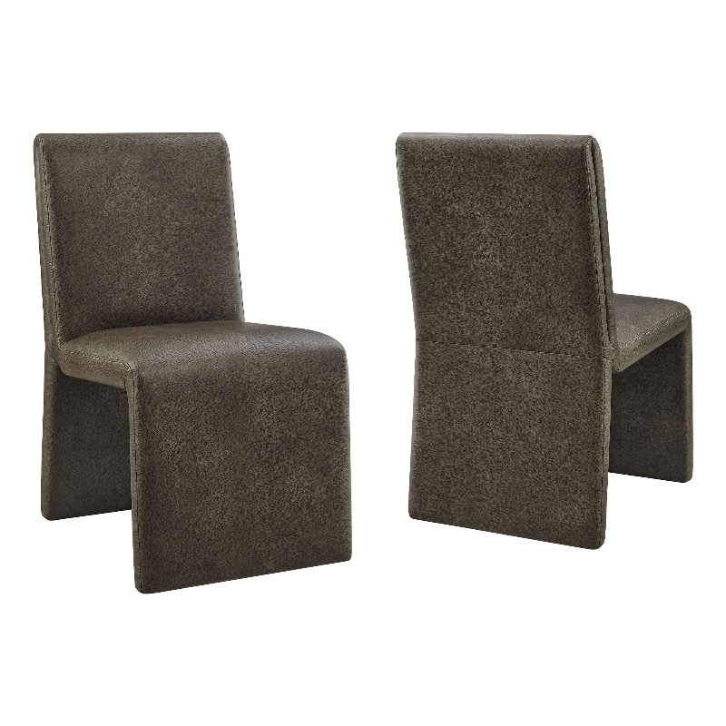 Emory Vegan Leather Dining Side Chair Set of 2 in Mushroom