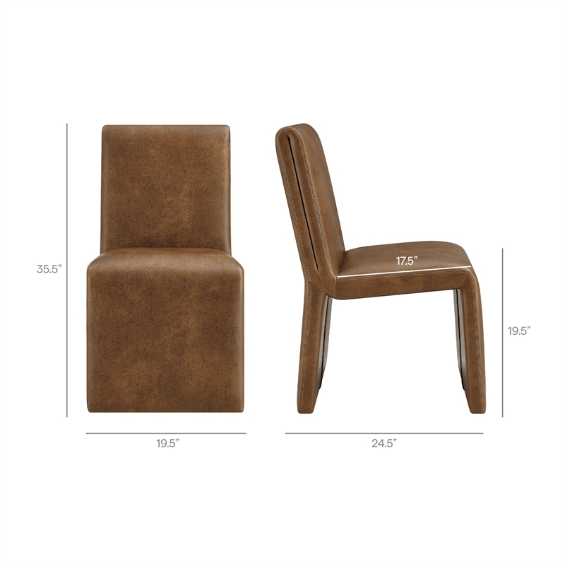 Emory Vegan Leather Dining Side Chair Set of 2 in Canyon