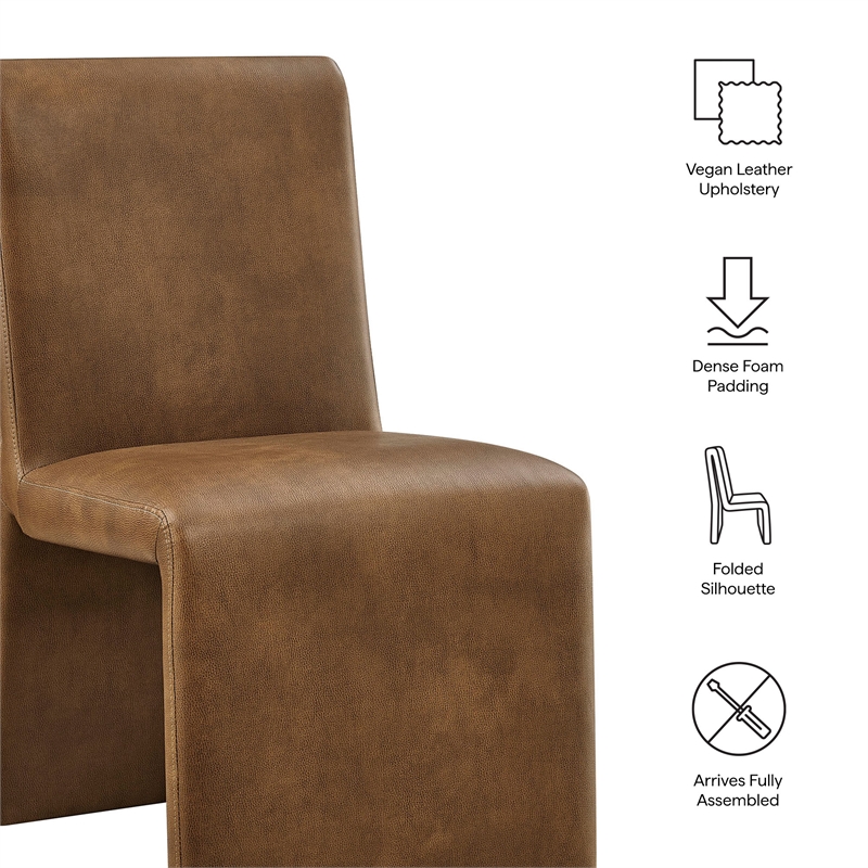 Emory Vegan Leather Dining Side Chair Set of 2 in Canyon