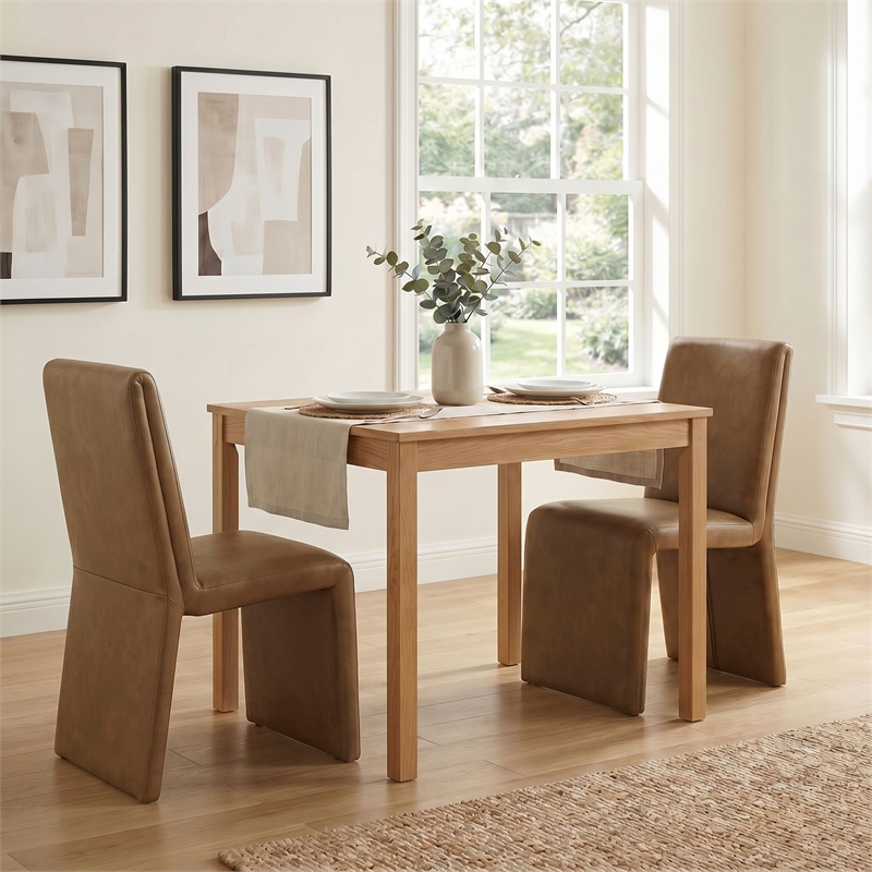Emory Vegan Leather Dining Side Chair Set of 2 in Canyon