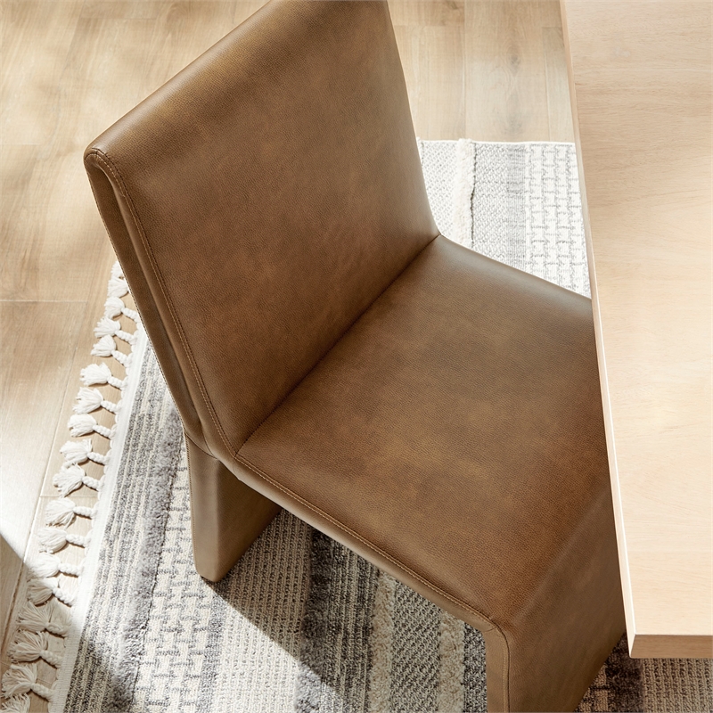 Emory Vegan Leather Dining Side Chair Set of 2 in Canyon