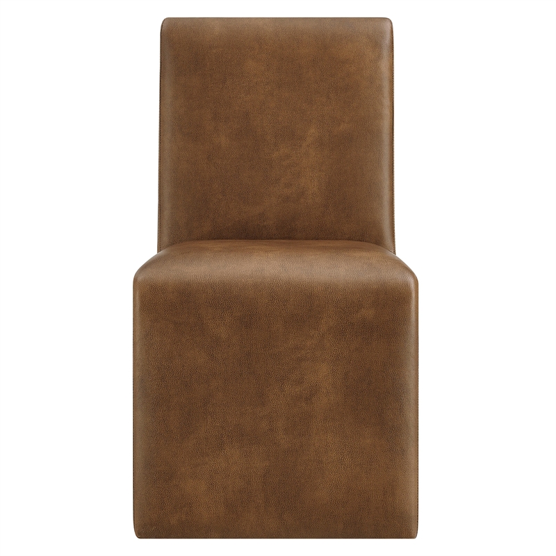 Emory Vegan Leather Dining Side Chair Set of 2 in Canyon