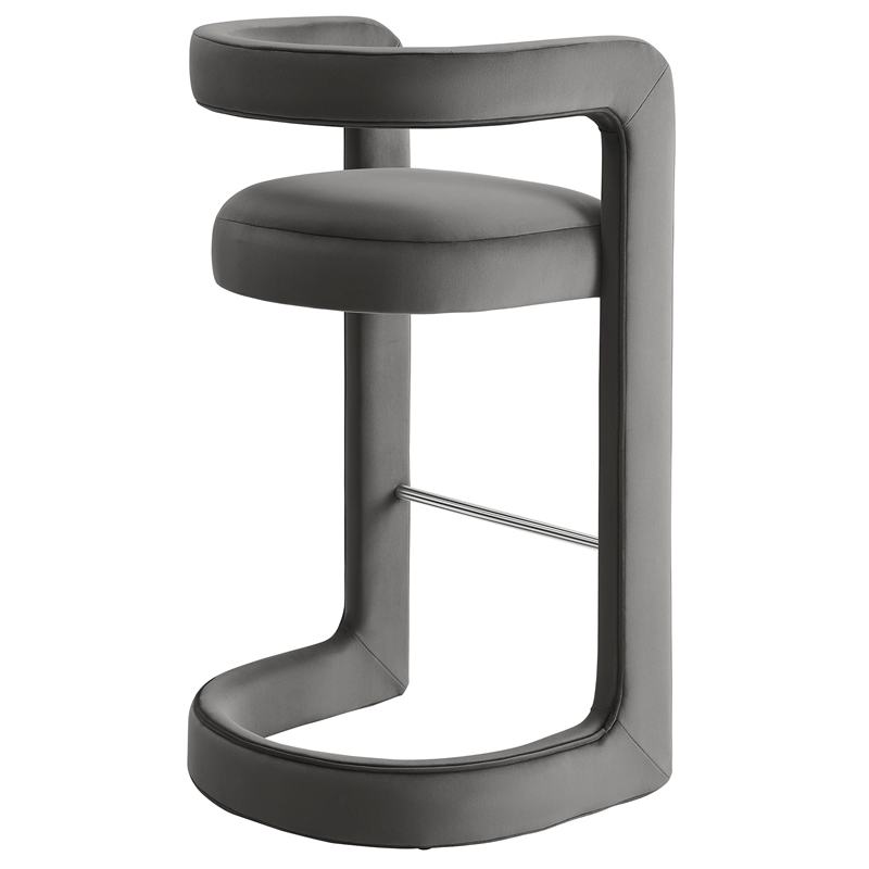 Winslow Performance Velvet Bar Stool Set of 2 in Storm Gray