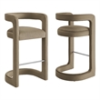 Winslow Performance Velvet Bar Stool Set of 2 in Taupe