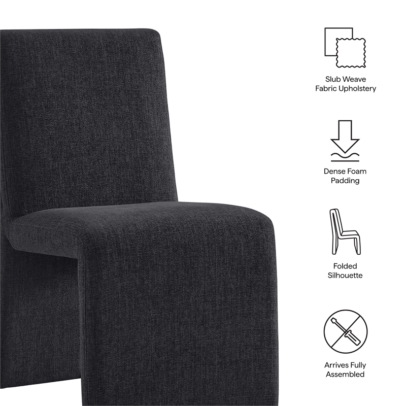 Emory Upholstered Fabric Dining Side Chair Set of 2 in Ebony