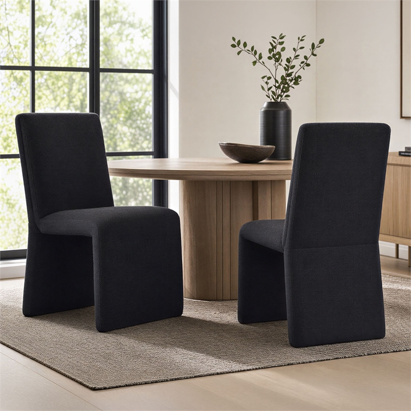 Emory Upholstered Fabric Dining Side Chair Set of 2 in Ebony