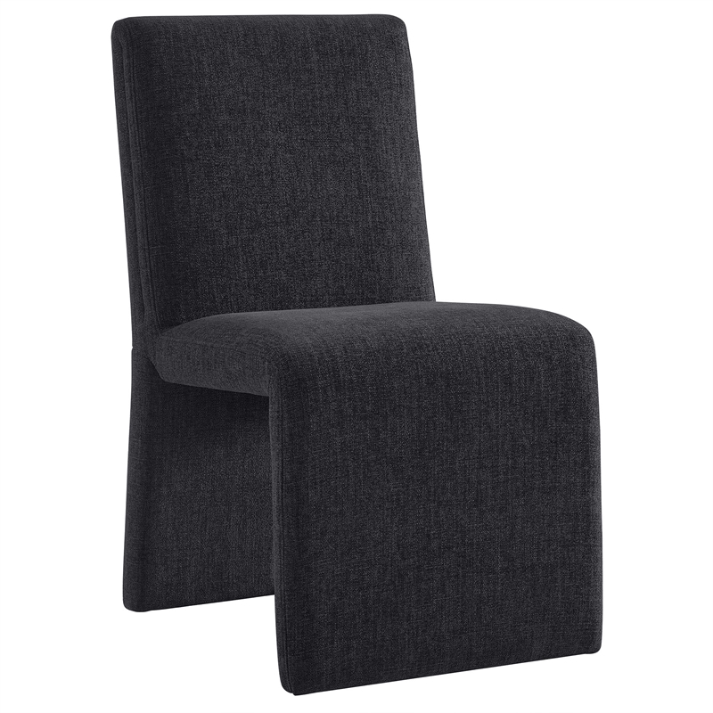 Emory Upholstered Fabric Dining Side Chair Set of 2 in Ebony