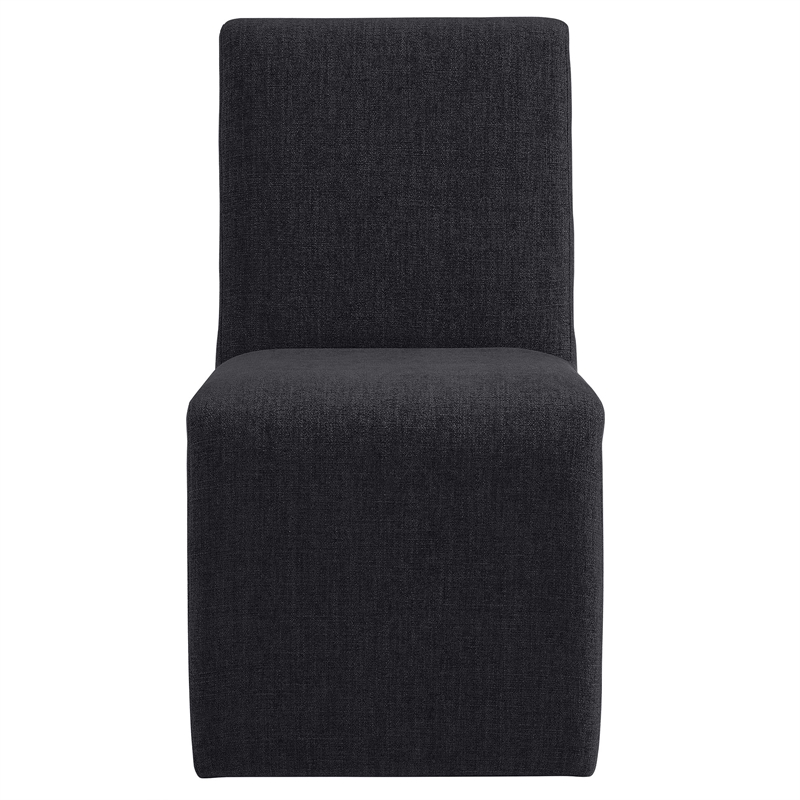 Emory Upholstered Fabric Dining Side Chair Set of 2 in Ebony