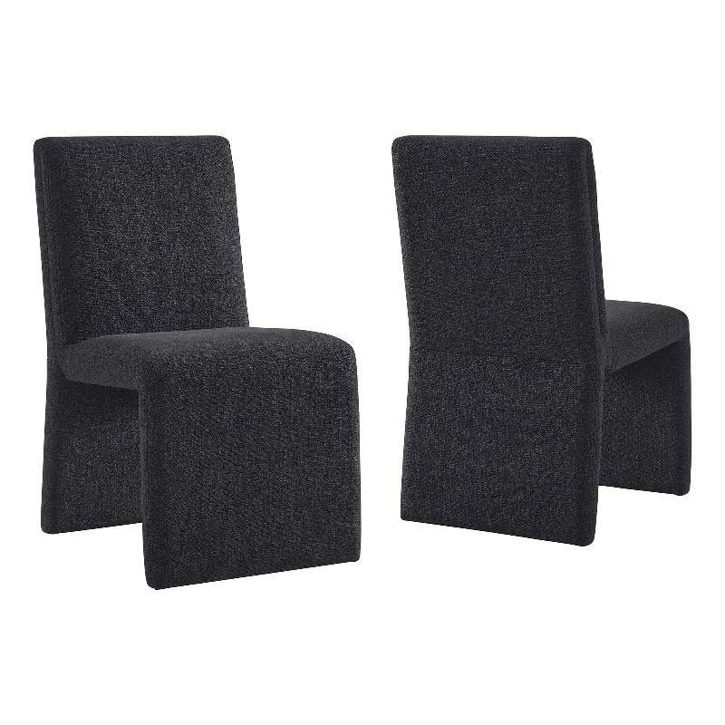 Emory Upholstered Fabric Dining Side Chair Set of 2 in Ebony