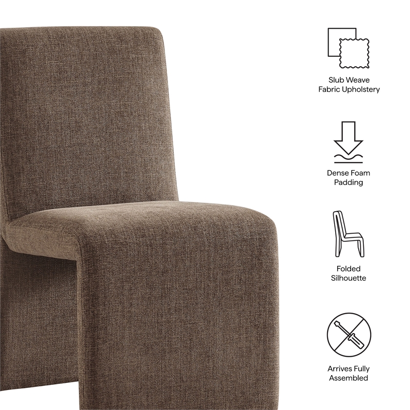 Emory Upholstered Fabric Dining Side Chair Set of 2 in Mocha
