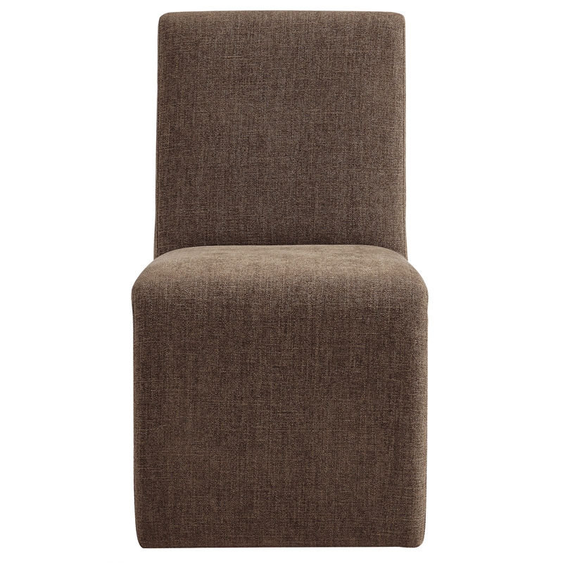 Emory Upholstered Fabric Dining Side Chair Set of 2 in Mocha