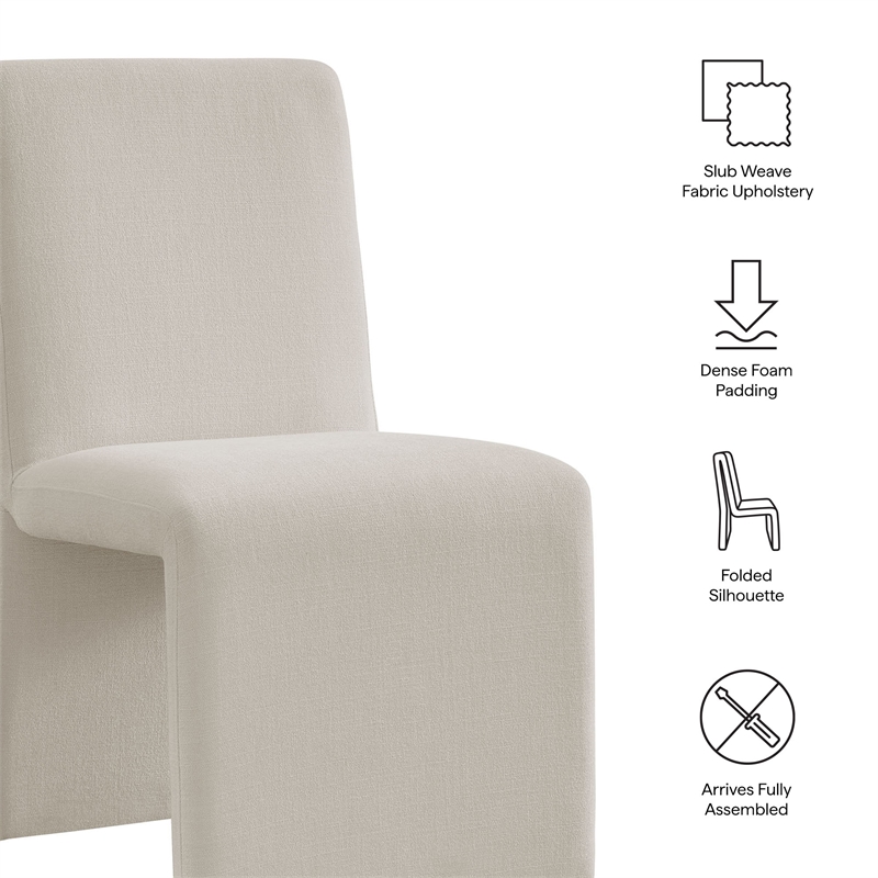 Emory Upholstered Fabric Dining Side Chair Set of 2 in Salt