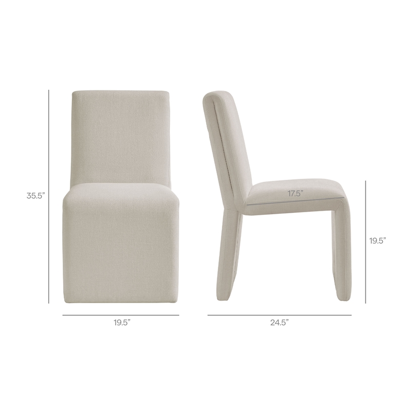 Emory Upholstered Fabric Dining Side Chair Set of 2 in Salt