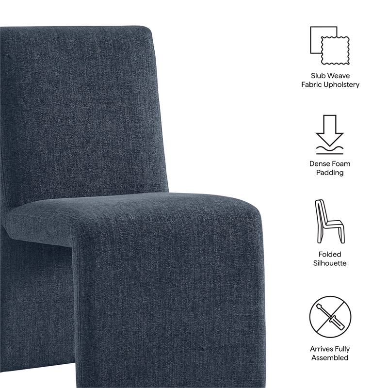 Emory Upholstered Fabric Dining Side Chair Set of 2 in Slate Blue