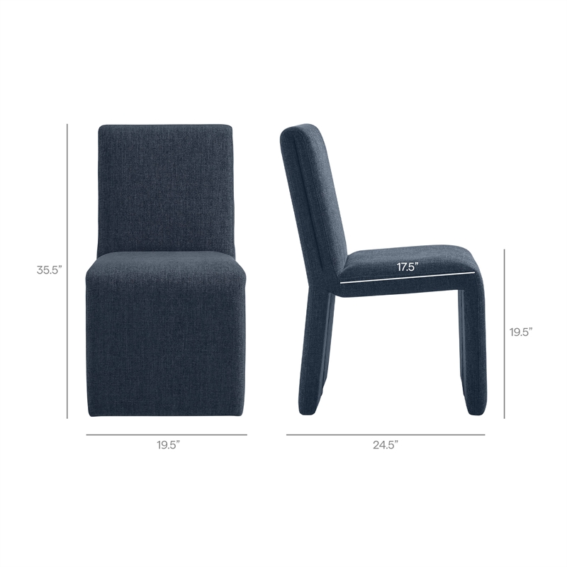 Emory Upholstered Fabric Dining Side Chair Set of 2 in Slate Blue