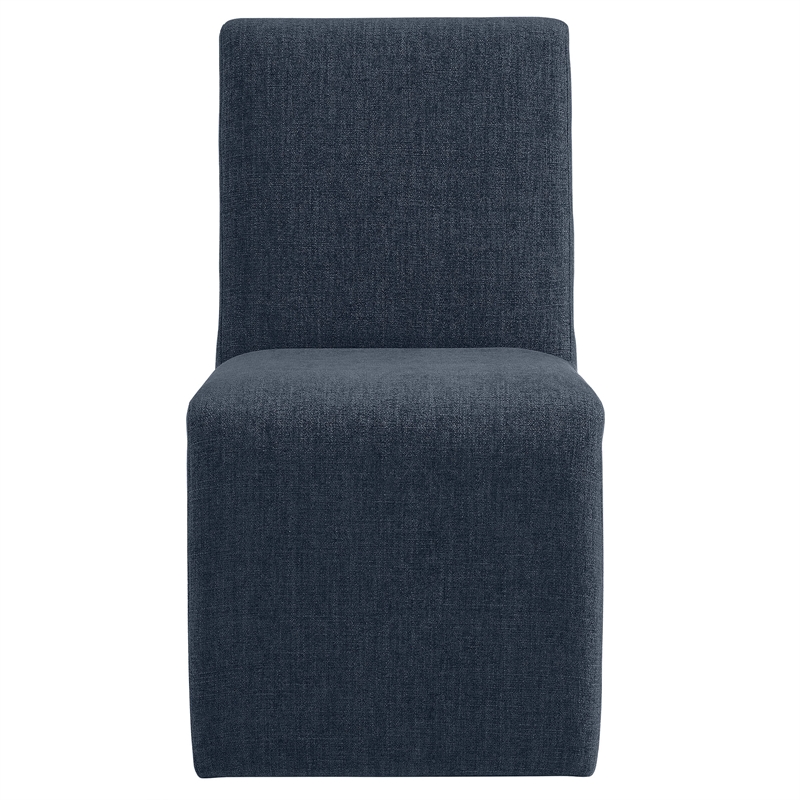 Emory Upholstered Fabric Dining Side Chair Set of 2 in Slate Blue