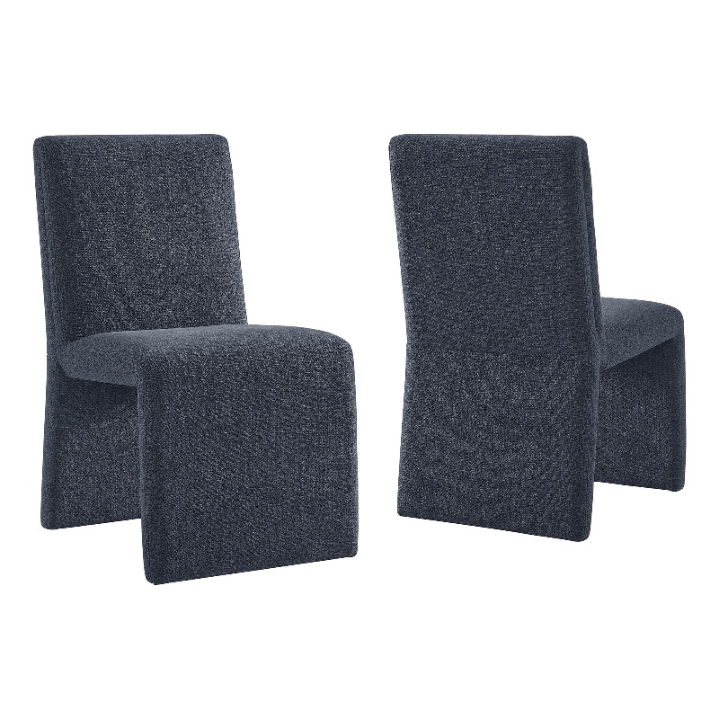 Emory Upholstered Fabric Dining Side Chair Set of 2 in Slate Blue