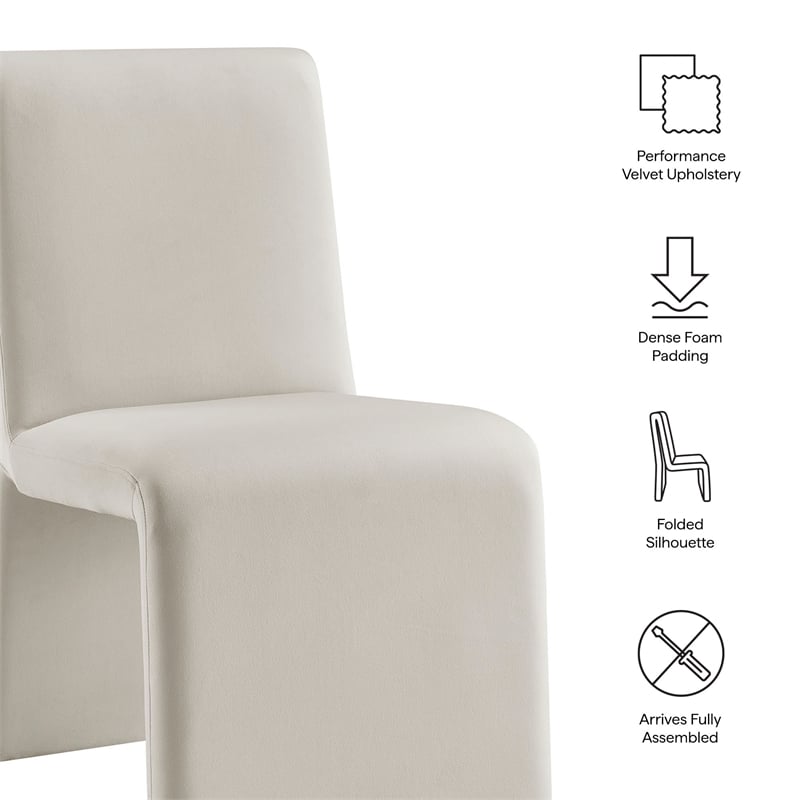 Emory Performance Velvet Dining Side Chair Set of 2 in Alabaster