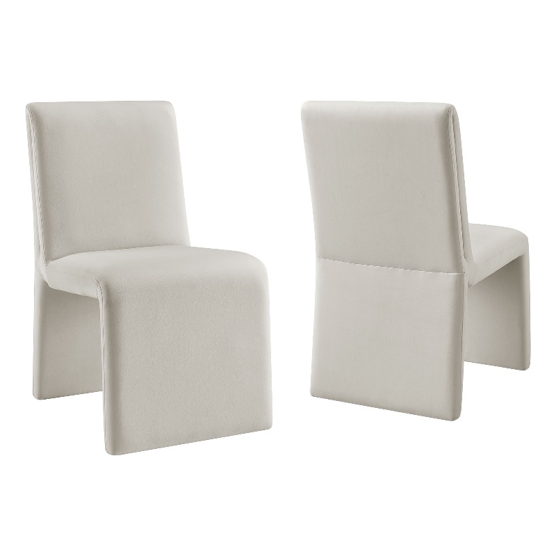 Emory Performance Velvet Dining Side Chair Set of 2 in Alabaster