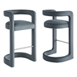 Winslow Performance Velvet Bar Stool Set of 2 in Cadet Blue
