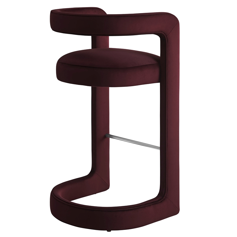 Winslow Performance Velvet Bar Stool Set of 2 in Mulberry
