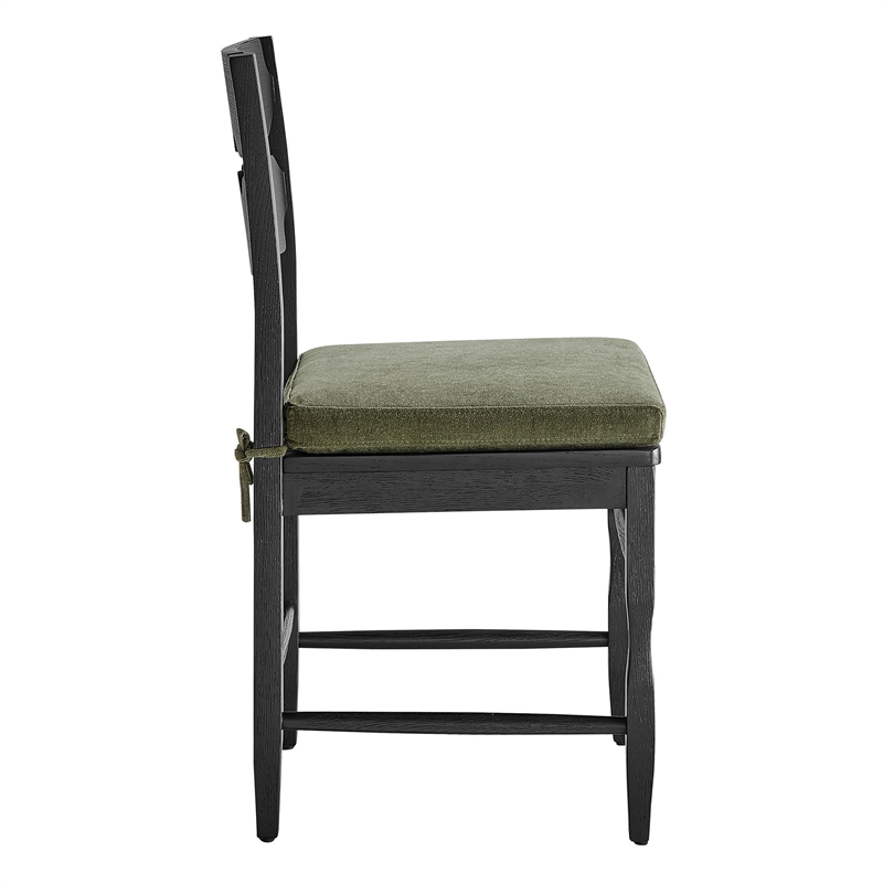 Jax Oak Wood Dining Chair With Wavy Razor Back and Cushion Set of 2