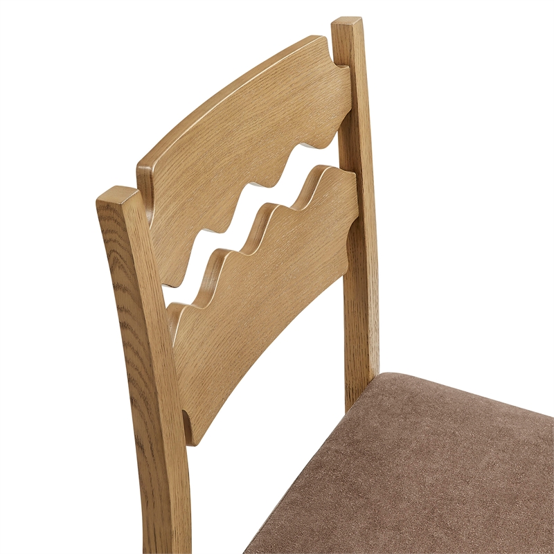 Jax Oak Wood Dining Chair With Wavy Razor Back and Cushion Set of 2