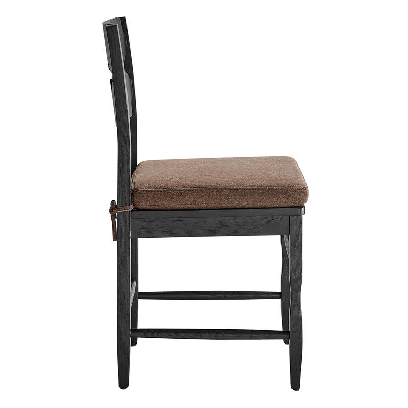 Jax Oak Wood Dining Chair With Wavy Razor Back and Cushion Set of 2