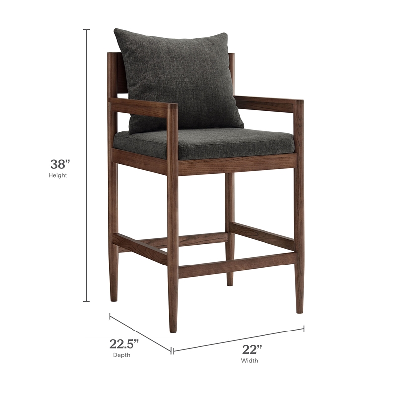 Remington Wood Counter Stool Set of 2 in Charcoal