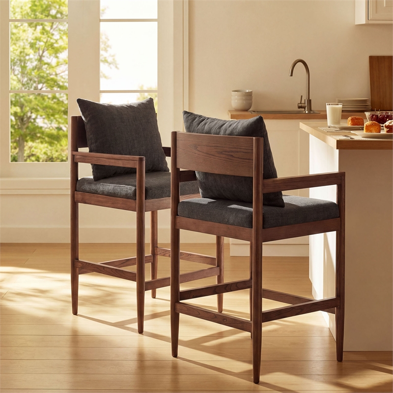 Remington Wood Counter Stool Set of 2 in Charcoal