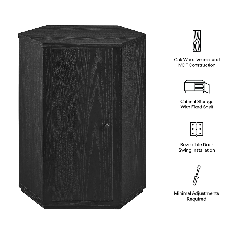 Kade Faceted Wood Side Table in Black