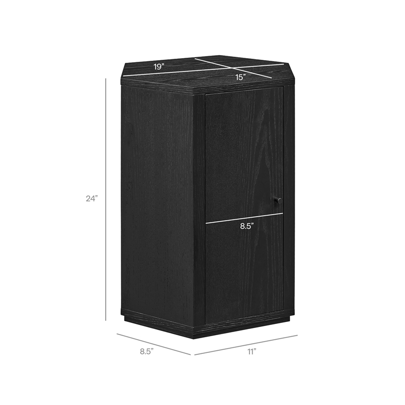 Kade Faceted Wood Side Table in Black