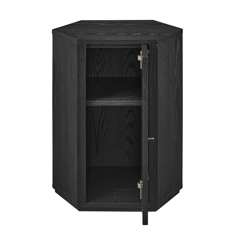 Kade Faceted Wood Side Table in Black