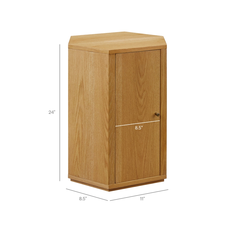 Kade Faceted Wood Side Table in Natural