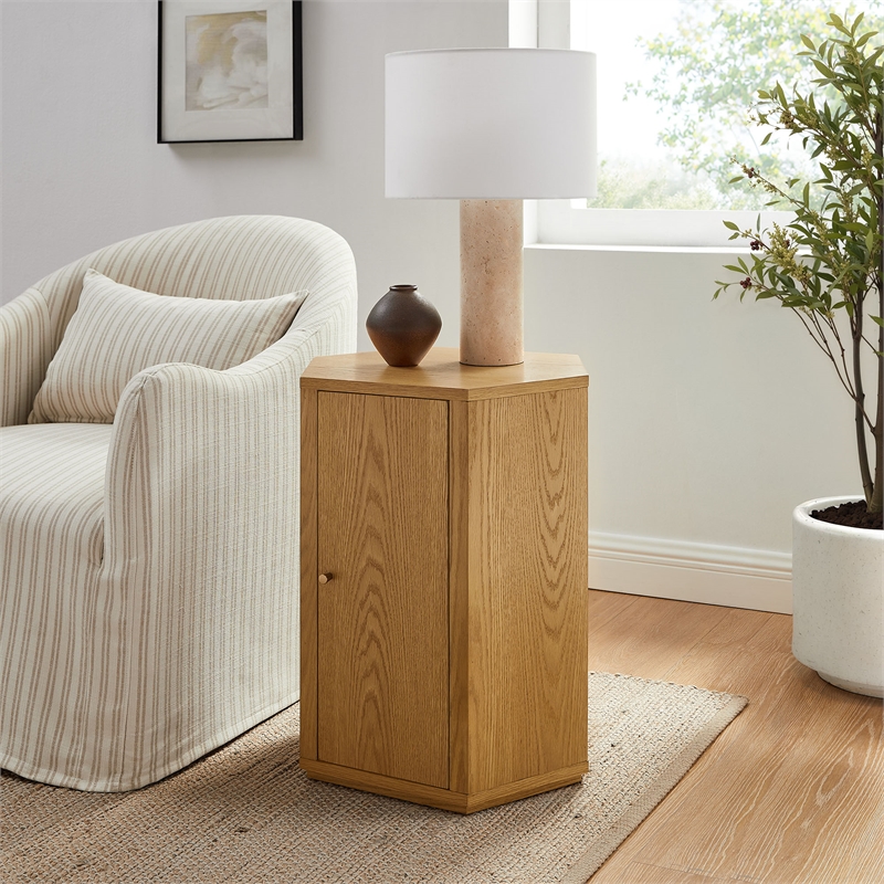 Kade Faceted Wood Side Table in Natural