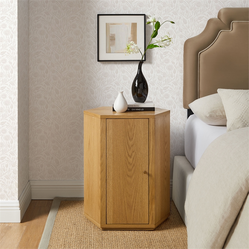Kade Faceted Wood Side Table in Natural