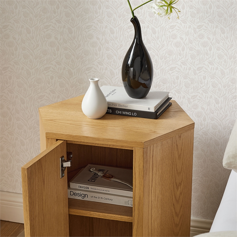 Kade Faceted Wood Side Table in Natural