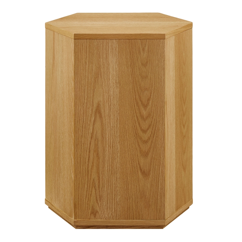 Kade Faceted Wood Side Table in Natural