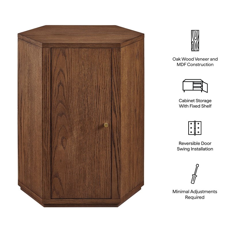 Kade Faceted Wood Side Table in Walnut