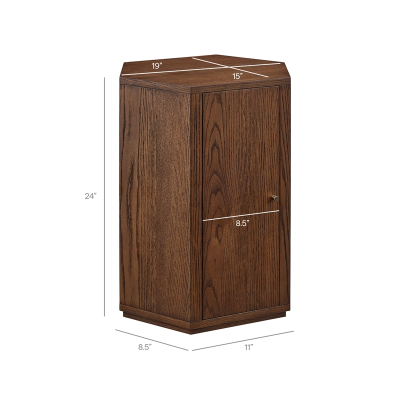Kade Faceted Wood Side Table in Walnut