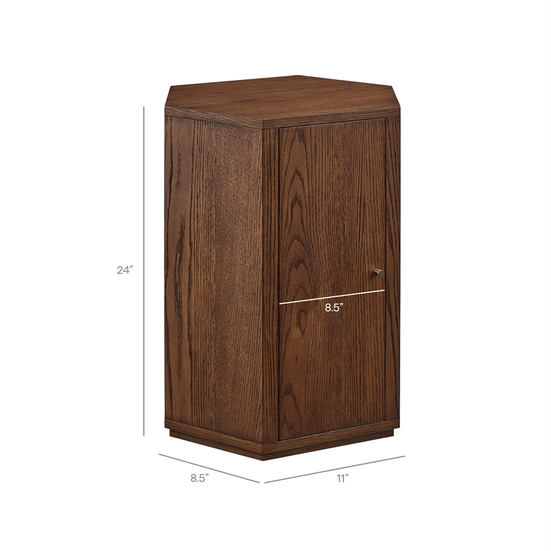 Kade Faceted Wood Side Table in Walnut