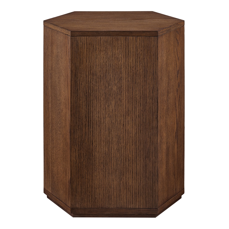Kade Faceted Wood Side Table in Walnut