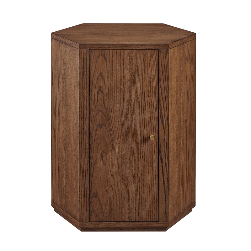 Kade Faceted Wood Side Table in Walnut