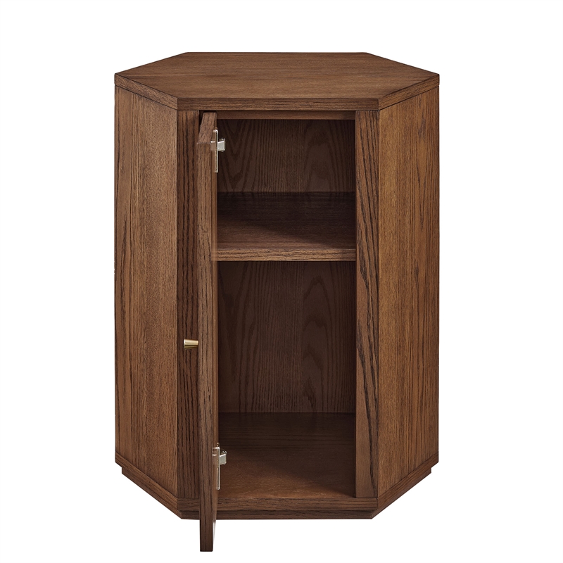 Kade Faceted Wood Side Table in Walnut