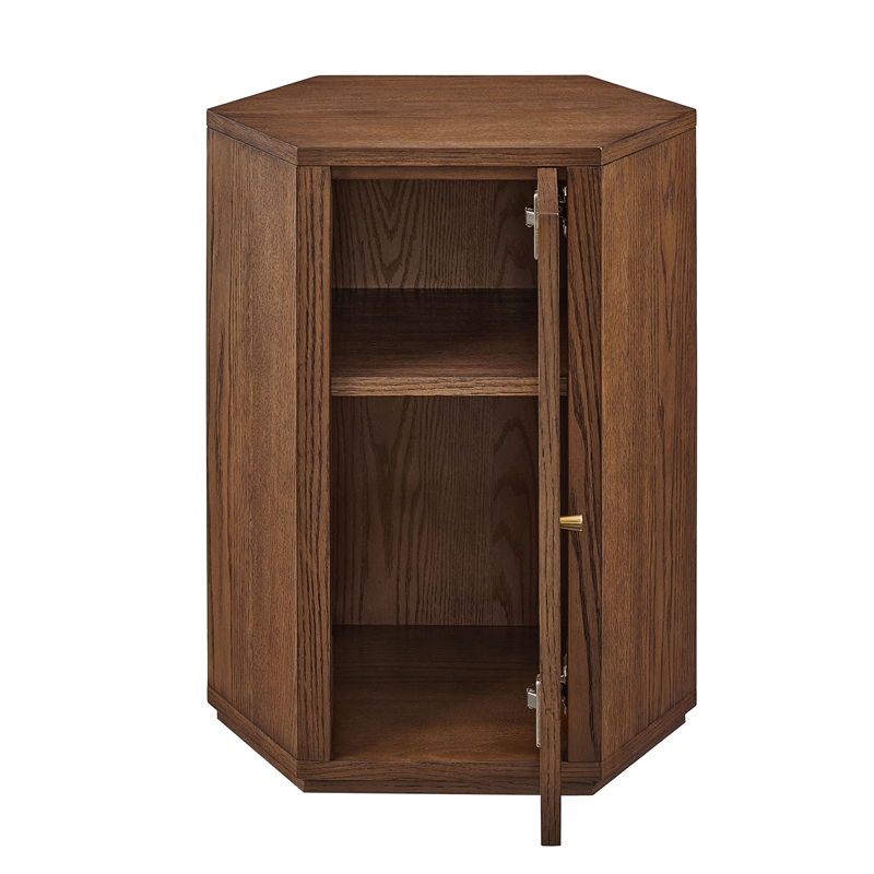 Kade Faceted Wood Side Table in Walnut